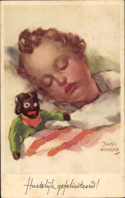 Künstler Ak Howard, J., Glückwunsch, Schlafendes Kind, Puppe - 4579496