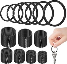 70x Schl&uuml;sselringe Metall 15-35mm Schwarz robust rostfrei Basteln DIY