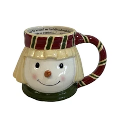 DaySpring Snowman Face Mug Psalm 13914 NIV Coffee Cup 2002 Christmas Holiday