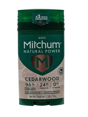 Mitchum Men Natural Power Bamboo Powder Deodorant Cedarwood 2.7 oz New