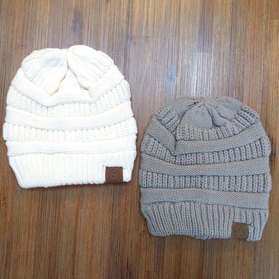 Two Women's Beanies ~ New Without Tags One Grey/one White