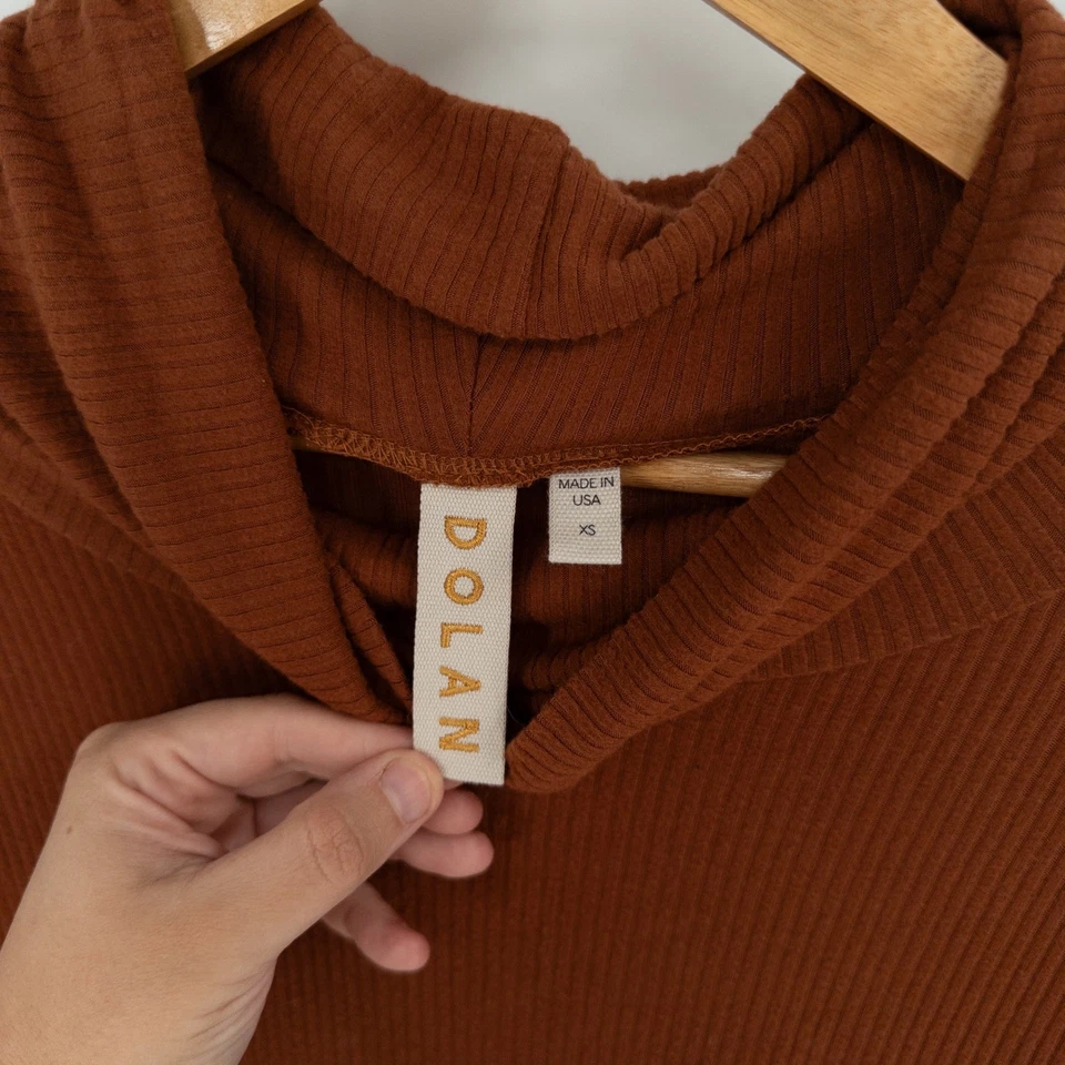 Maxi Vestido Dolan Marrón Acanalado Manga Larga XS Marrón Anthropologie Acogedor Otoño Boho Foto 4 de 4