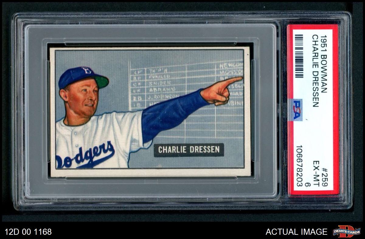 1951 Bowman #259 Chuck Dressen Dodgers PSA 6 - EX/MT