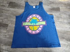 Vintage Fruit Of The Loom Colorful Summer League Tank Top 1980's Made In USA XL