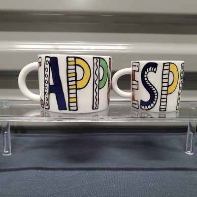 Cathay Pacific Cappuccino & Espresso Mug Pair Rare Business First Class Abstract