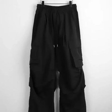 New Summer Black Cargo Wide Pants