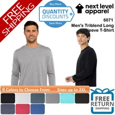 🔥 Next Level Men's Triblend Long Sleeve Ring-spun T-Shirt Up To 2XL 6071
