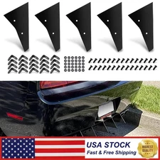 Rear Bumper Lip Diffuser Shark Fins Set For 2009-2014 Dodge Challenger Black 5PC