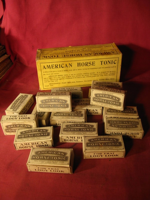 Antique Box of 16 American Horse Tonic Packages 'For That Logy Look"