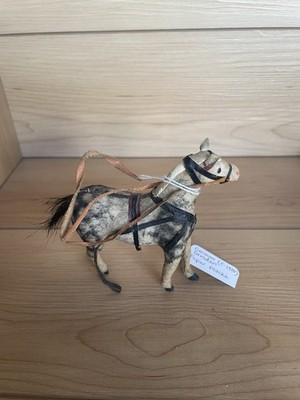 Antique German Dresden C-1900 Papier Mache Horse Figurine 4  - Read
