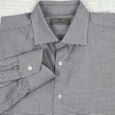 Canali Button Up Shirt Mens 16 1/2 42 Purple Houndstooth Made in Italy Luxury