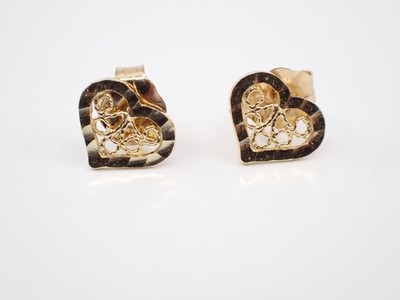 14K Gold Herz Ohrringe Ohrstecker durchbohrt klein filigran Belk & Co fein Juwelier