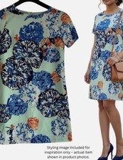 J. Crew Womens Gallery Shift Dress Size 4 Blue Red Short Sleeve Floral Print -B