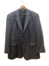 Jos A Bank Travelers Collection Sport Coat 46R 100 Wool Tweed Black Gray
