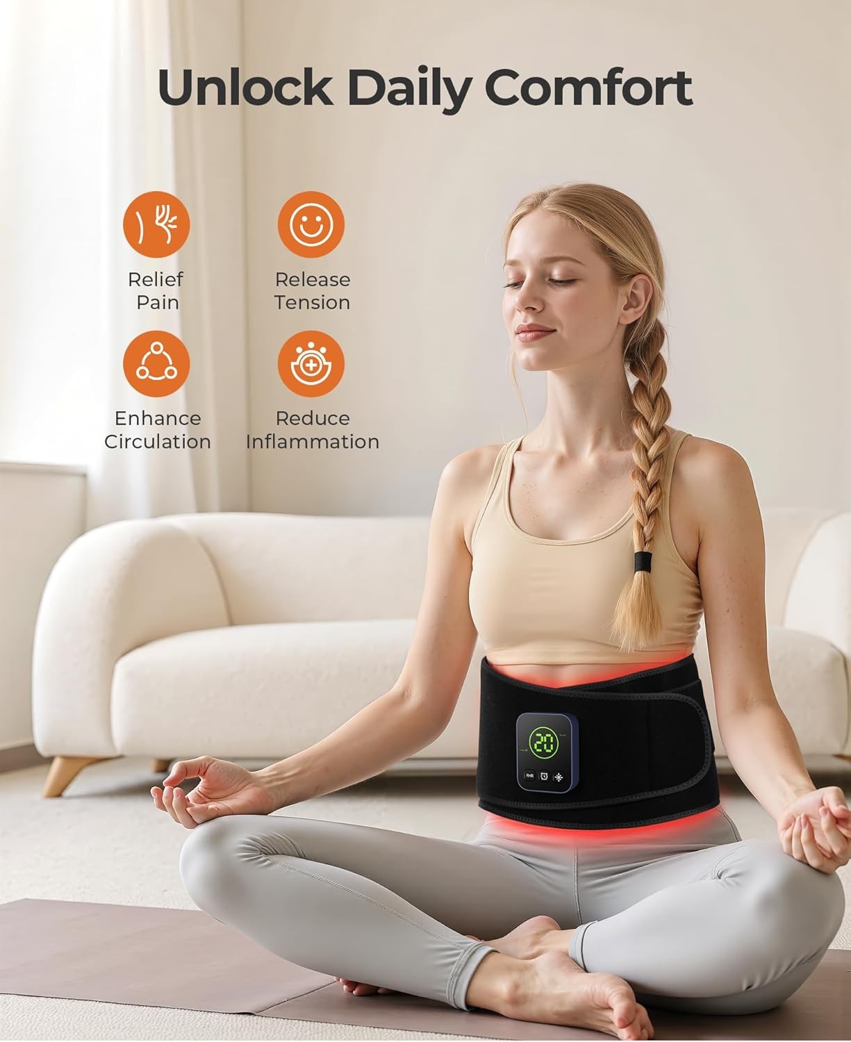 XASLA Red Light Therapy Belt, 660nm & 850nm Near Infrared XL-100 Lights 