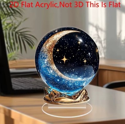 Bohemian Style Crystal Ball 2D Flat Acrylic Figurine Home Office Cafe Decoration