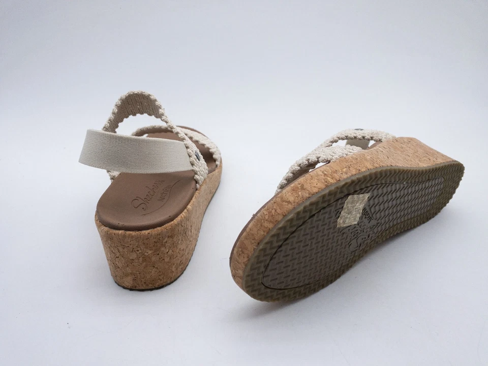 SKECHERS Sandalia De Dama Zapato De Ocio Cuña Beige Talla 39 EU Art. 34198-56 - Imagen 2 de 4