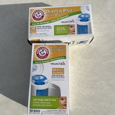Lot of 2 10 New Arm Hammer by Munchkin Diaper Pail Refill Bags in Sealed Box
