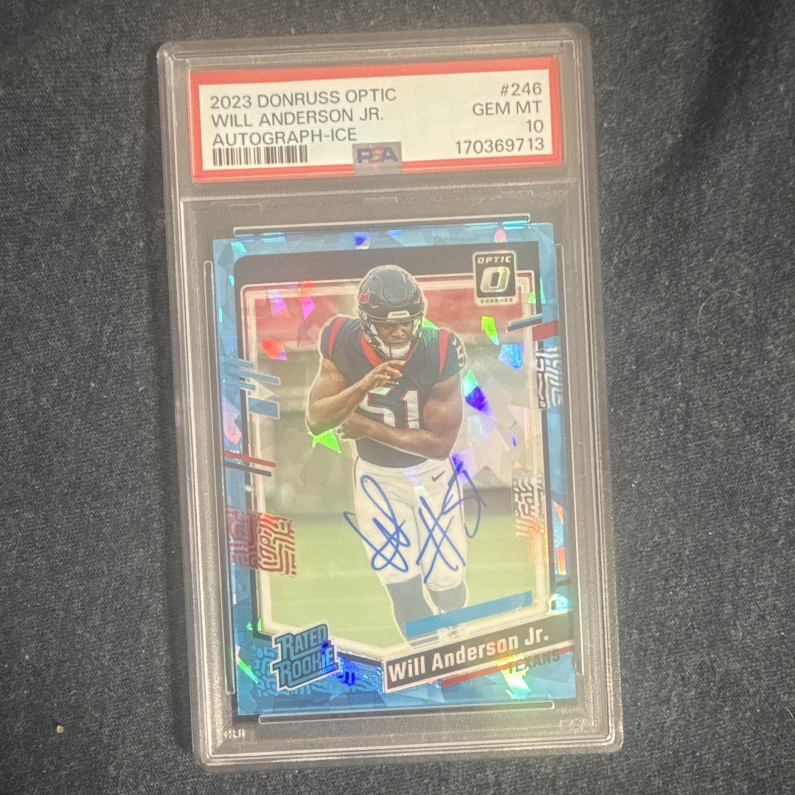 Panini Donruss Optic Will Anderson Jr Rated Rookie RPS #246 Ice Auto /15 PSA 10
