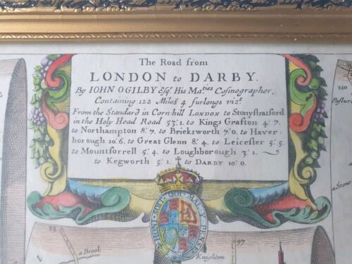 1675 Road Strip Map LONDON to DARBY Derby by JOHN OGILBY #ListingsInLights - Picture 2 of 3