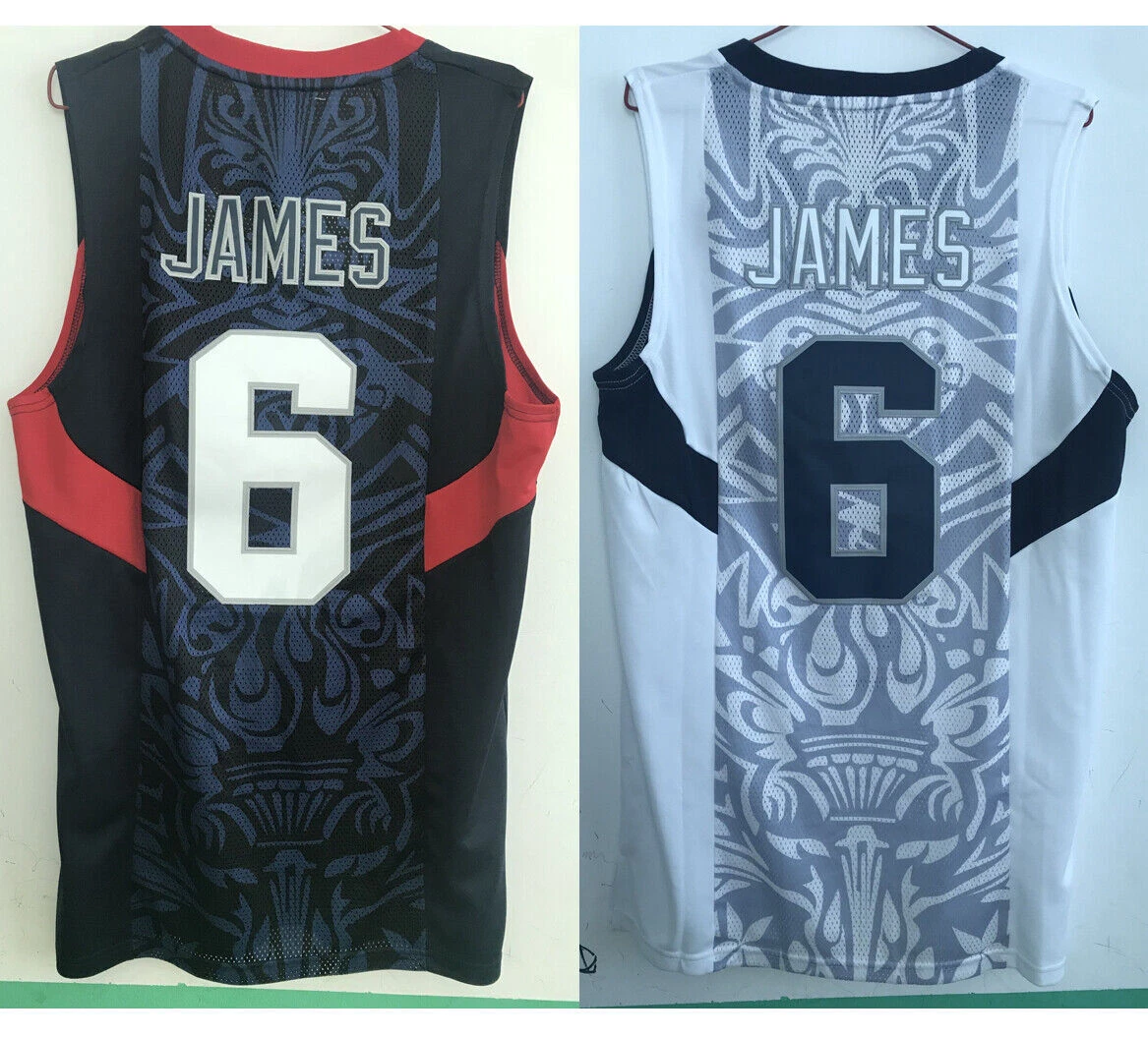 Retro 2008 Beijing James #6 Basketball Jersey Stitched Blue White