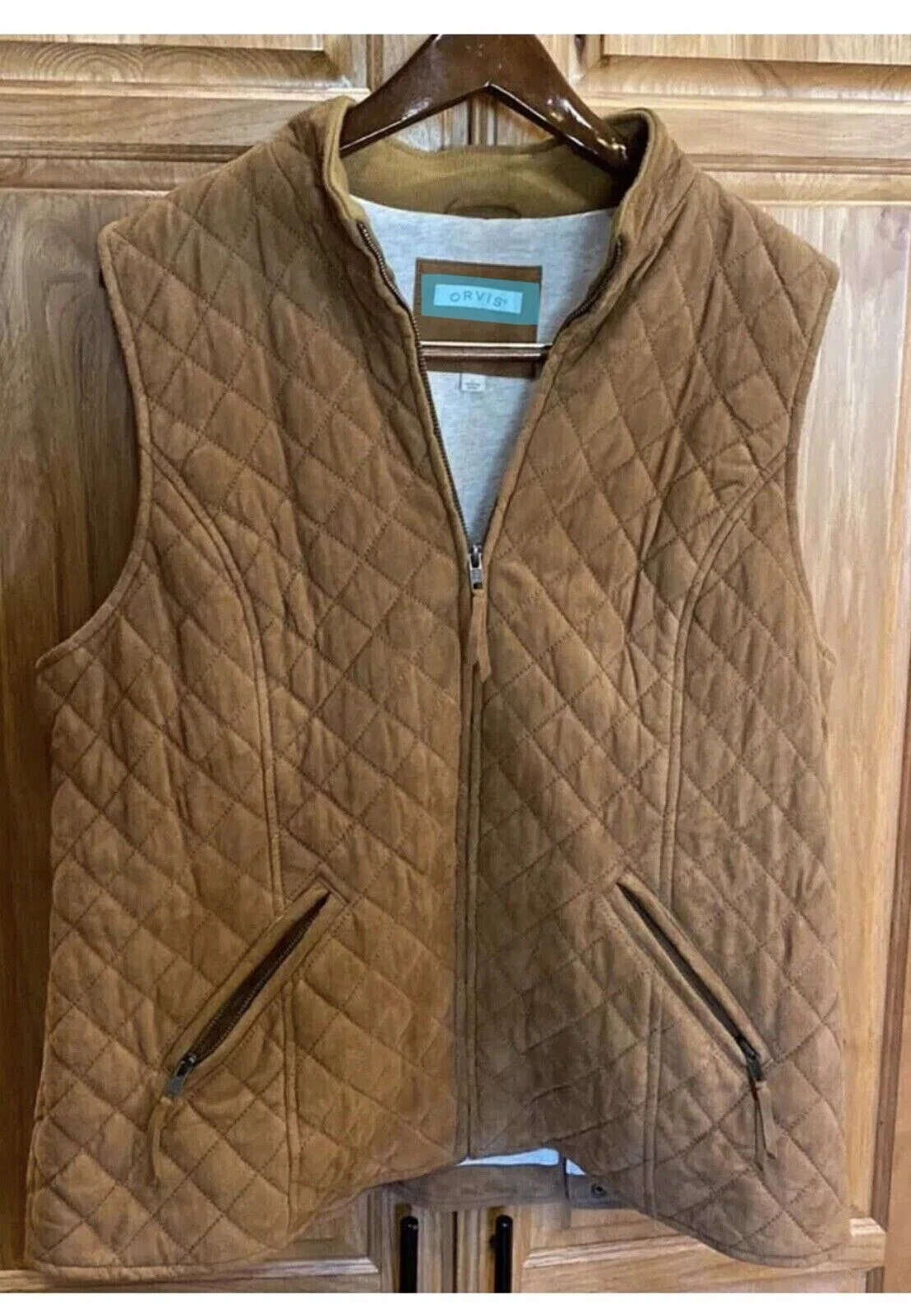 Mens Beige Quilted Real Pure Soft suede Leather vest With Zippers Coat