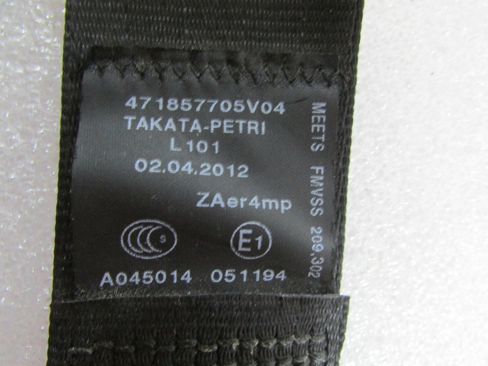 Lamborghini Aventador LP-700, LH Black Seat Belt, Used, P/N 471857705