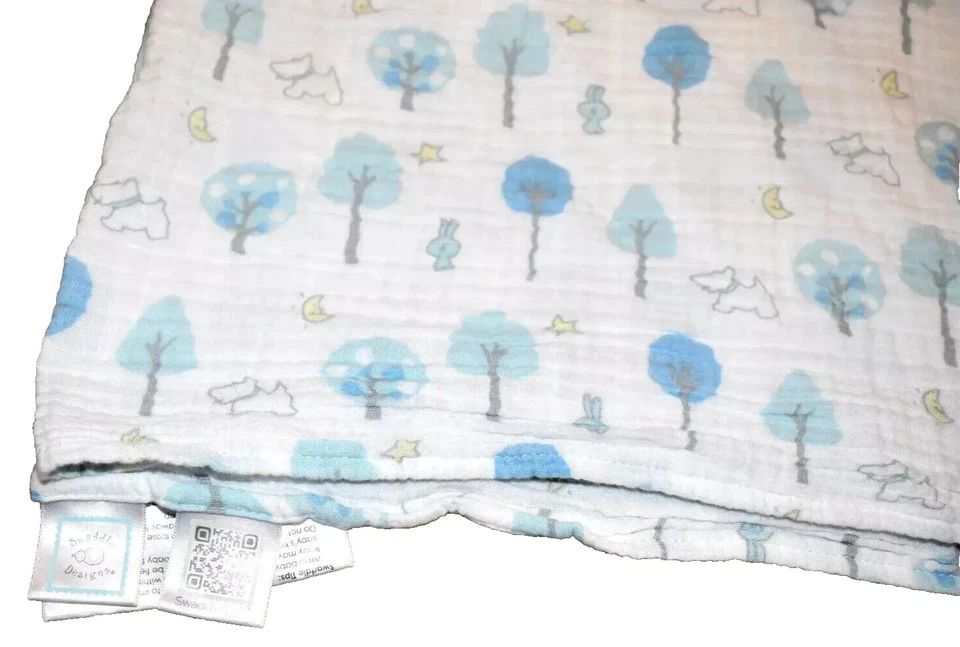 G9 DISEÑOS DE ENVOLTURA Muselina Azul Árboles Perro Recepción Envoltura Bebé Cuna Manta Foto 3 de 4