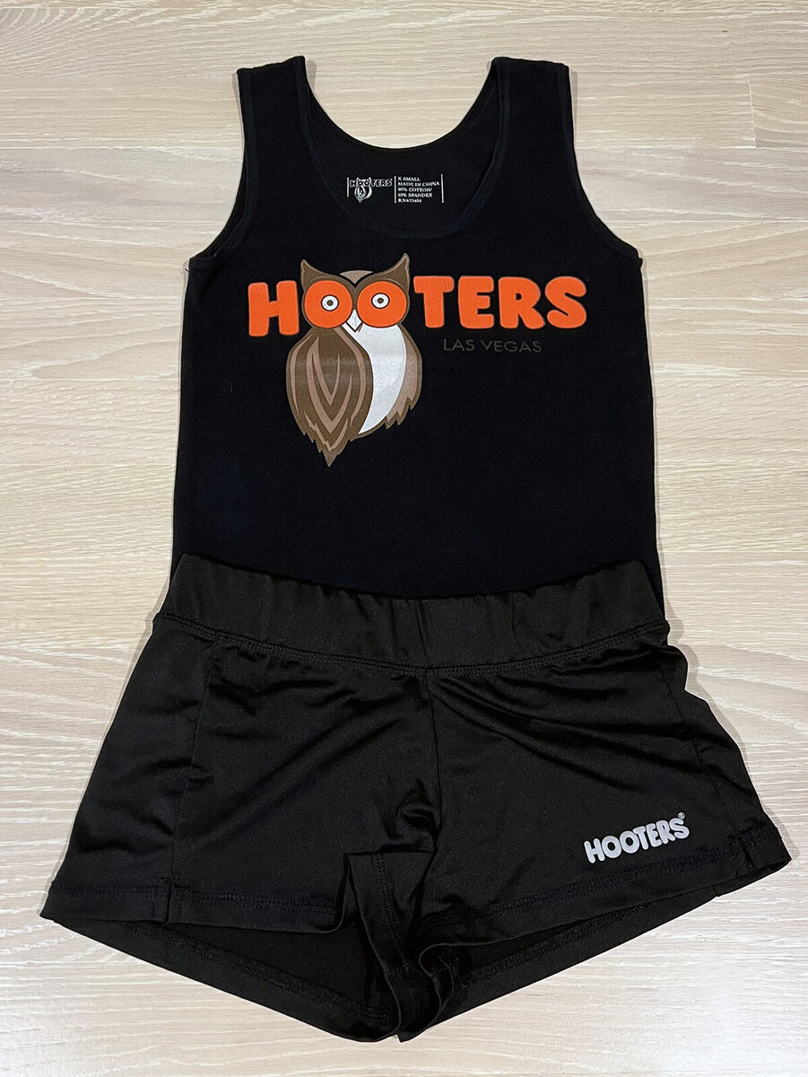 RARE! HOOTERS LAS VEGAS Black Uniform Set TANK TOP SHORTS RARE! HOOTERS LAS VEGAS Black Uniform Set TANK TOP SHORTS