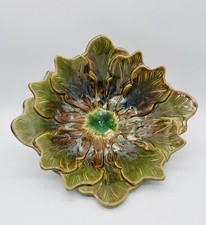 Kings Pottery Leaf Bowl Seagrove NC Drip Glaze