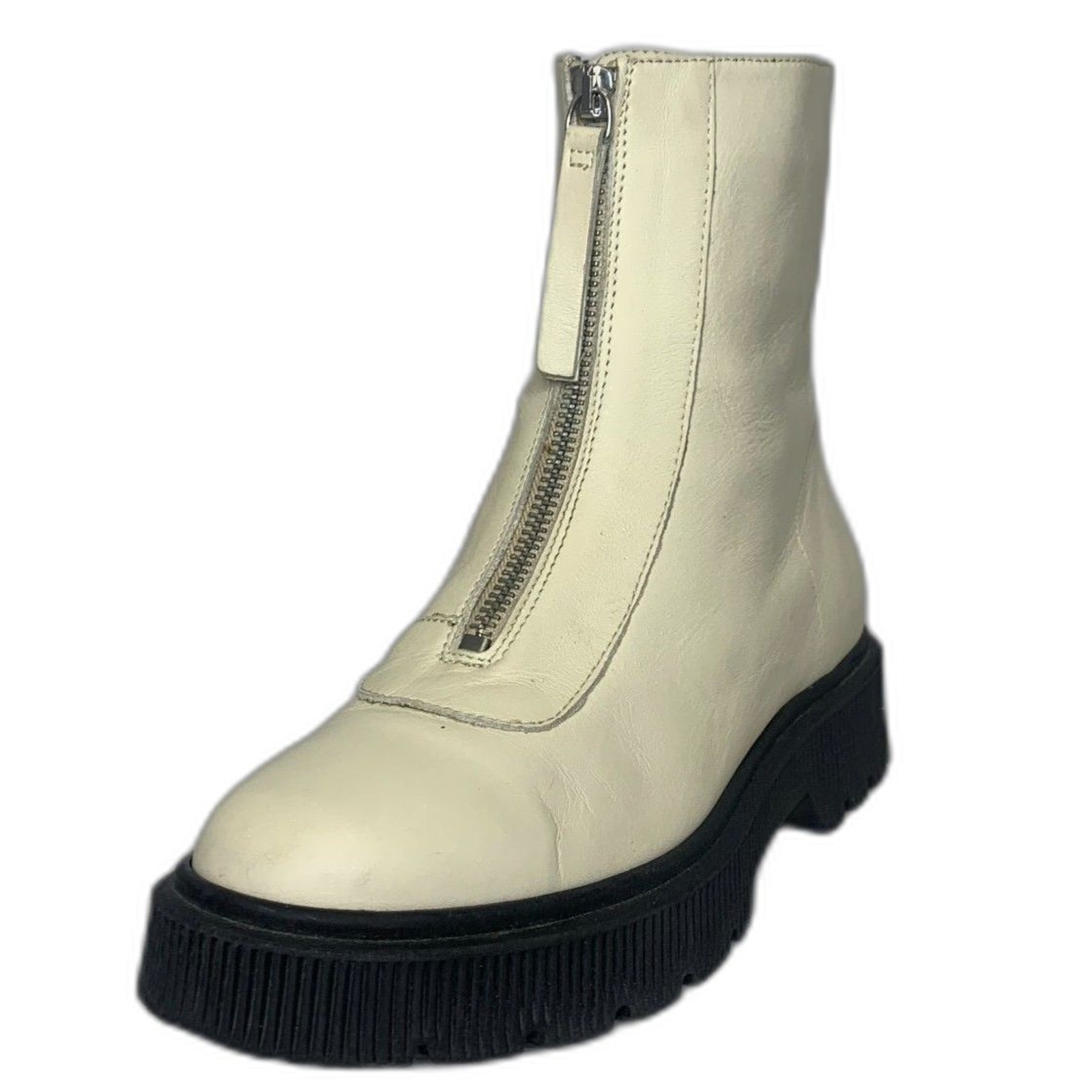 SAOLA Stivaletti Kurt Geiger London Stint in pelle crema nera suola a strappo grossa 38 5 US 8