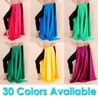 Satin 2 Slit Panel Skirt Women Lady Belly Dance Jupe Tribal Oriental Gypsy Petal