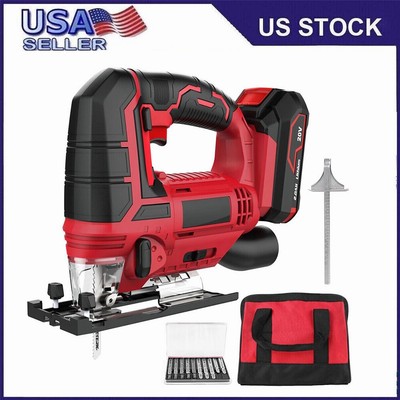 20V Electric Cordless Jigsaw Kit Variable Speed Quick 10PCS Blades Tool Bag