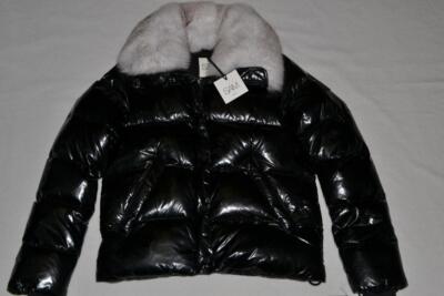 Authentisch SAM. New York Isabel Down Pufferjacke Schwarz Eigener Pelzkragen Neu