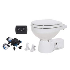 Jabsco Quiet Flush E2 Raw Water Toilet Compact Bowl - 12V - Soft Close Lid 3824