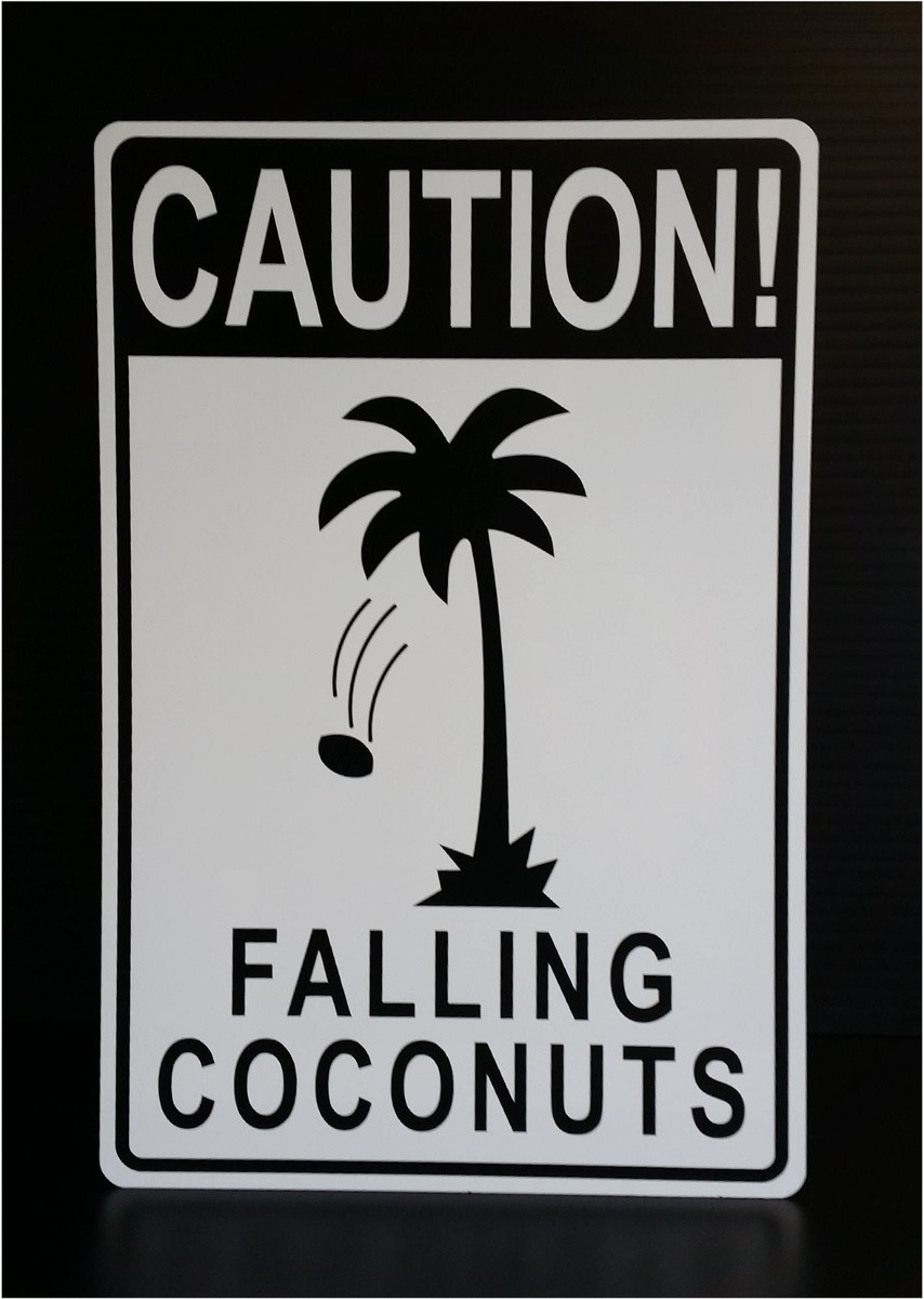 CCPARTON Metal Sign Caution! Falling Coconuts Aluminum Tin CCPARTON Metal Sign Caution! Falling Coconuts Aluminum Tin