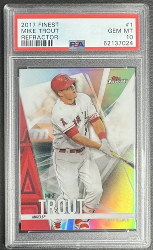 2017 Topps Finest Refractor Mike Trout PSA GEM MINT 10 Pop 32 ANGELS