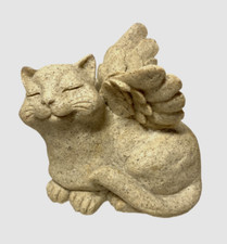 Smiling Angel Cat Concrete Stone Finish Statue Pet Grave Marker 4.5  l x 4.5  h