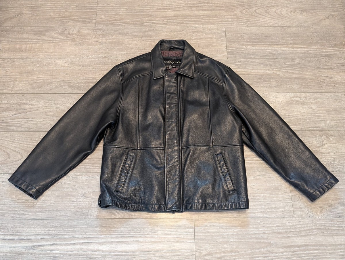 Colebrook Classic Leather Bomber Jacket Men's Size Large Black