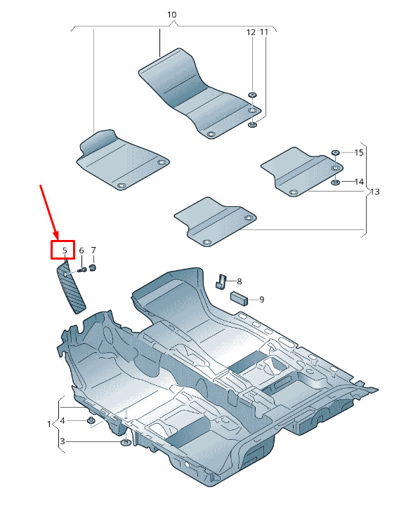 Housse de repose-pieds pour Audi A4 Avant B9 conduite à droite (8W2864777 DS2)