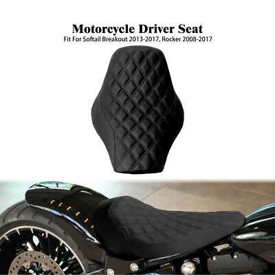 Black Front Driver Solo Seat For Harley Breakout 2013-2017 Rocker C 2008-2017 - Image 1 of 4