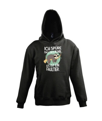 Youth Designz Kinder Hoodie Das Tier in mir Faultier Pullover Spruch Lustig Fun