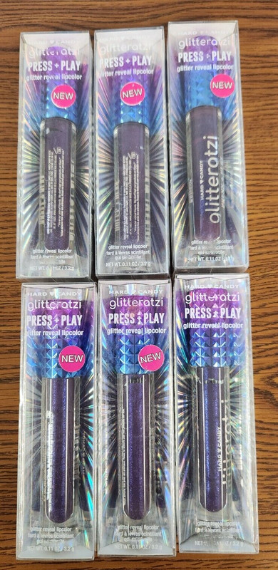 6PC SEALED HARD CANDY GLITTERATZI PRESS PLAY GLITTER REVEAL 1456 SLAY LIP GLOSS