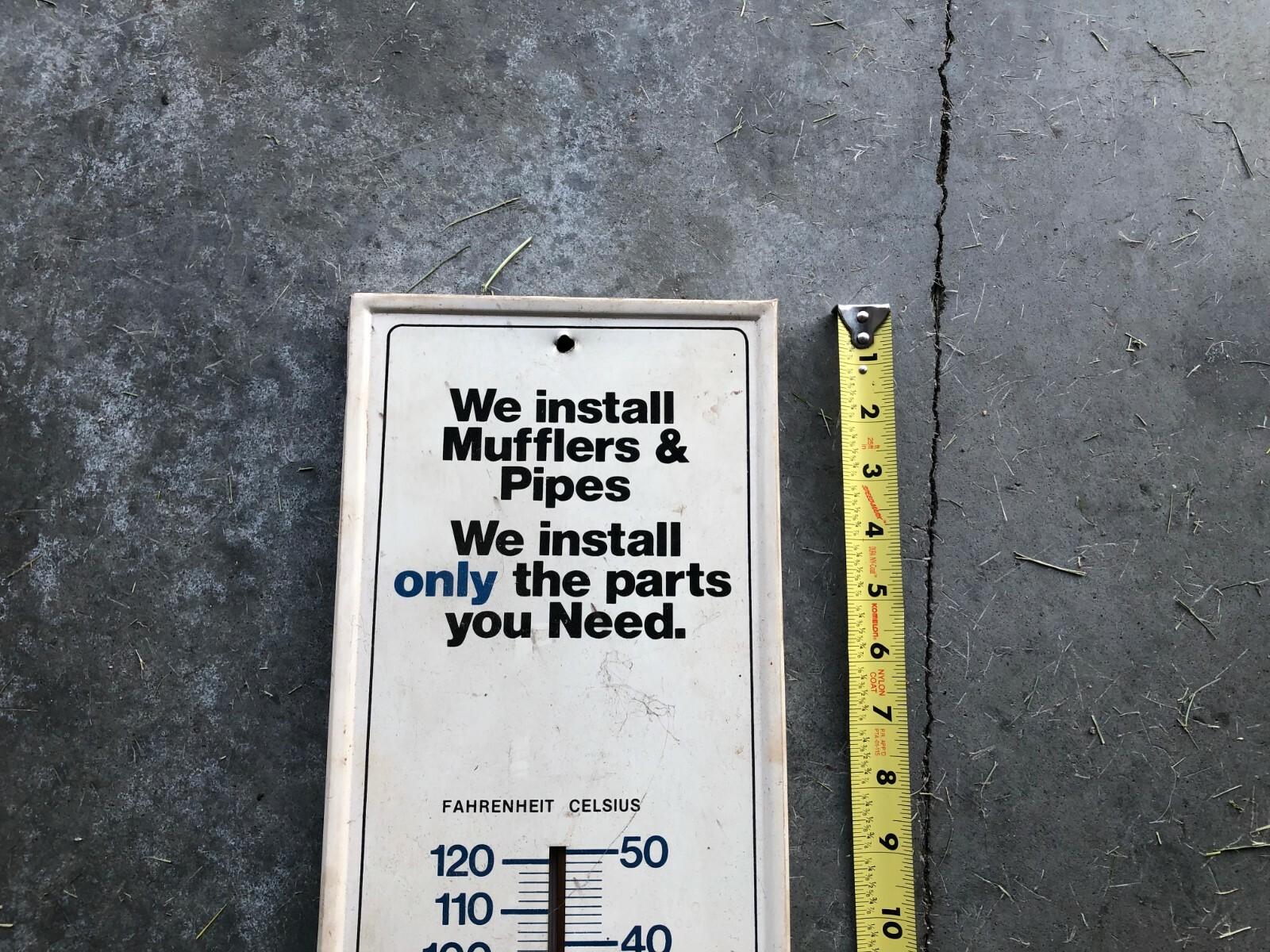 Original Walker Mufflers & Pipes 7"x28" Thermometer Sign Dealership