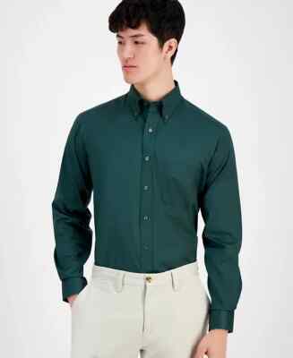 club room performance dress shirt CLUB ROOM Performance Brazilian Green Dress Shirt Stretch Cotton Regular  Fit 18