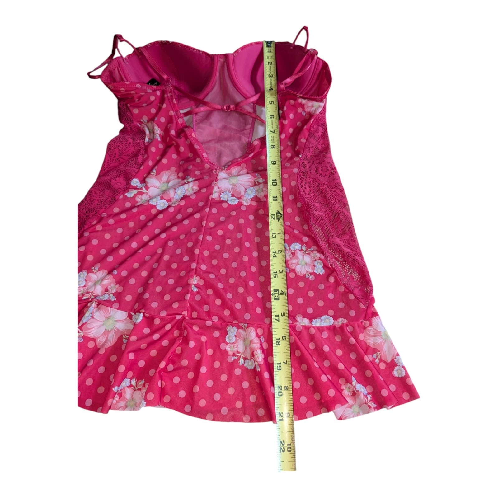 UNDERCOVER Camicia babydoll Victoria's Secret Sexy Little Things rosa caldo a pois 36B