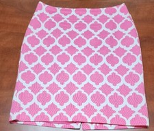 Women's Talbots Pink Geometric Lined Pencil Straight Skirt Size 6P EUC B101