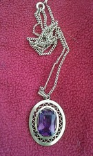 Collier En Or 18K Plaqué Avec Aigue-marine, Améthyste Et Calcédoine - Bijou Français Neuf