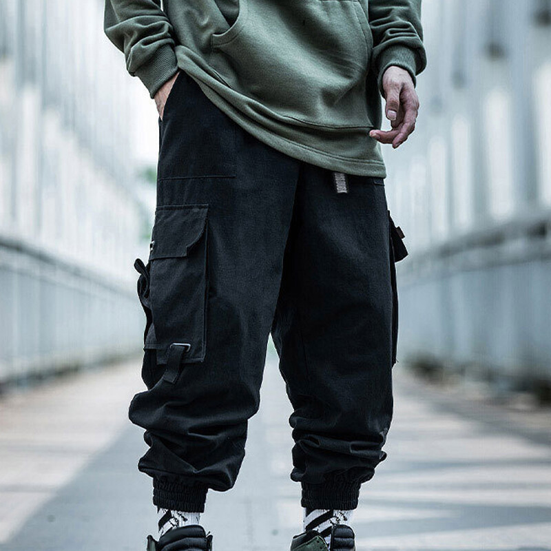 Men Hip Hop Harem Pant Street Joggers Punk Casual Pants Cargo Pocket Pants
