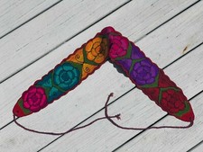 Faja Mexican Belt Embroidered Red Rose Flowers Rainbow Chiapas One Size 1842